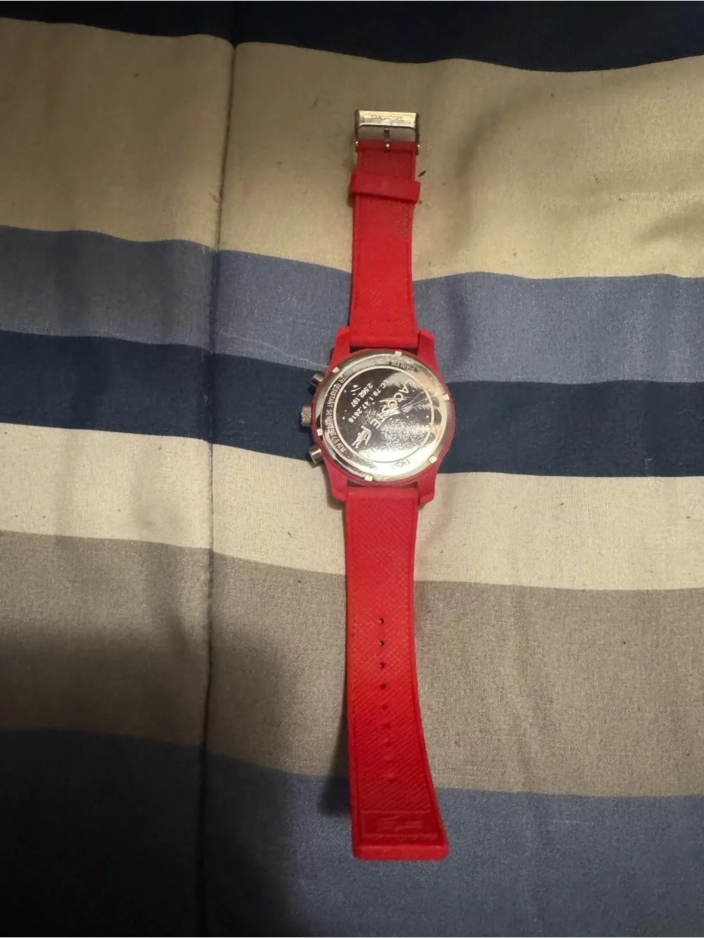 Lacoste Red Silicone Chronograph Men's Watch with Green Logo only worn once
